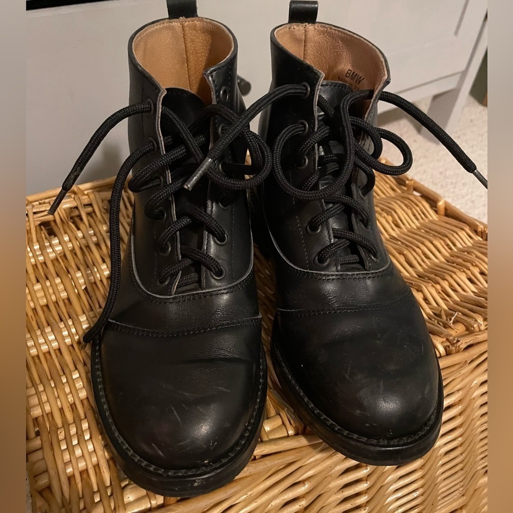 BMW Black Leather Moto Boots Sz 38 - Picture 3 of 6